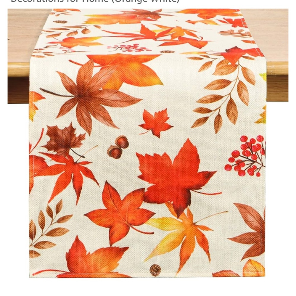Fall Maple Leaves Table Runner 13x72 Inches Linen,2- table runners,Seasonal